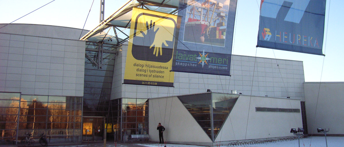 Foto vom Eingang zum Heureka Science Center, wo der Dialog im Stillen in Helsinki stattfand.